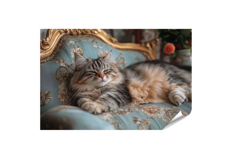 islandburner Poster Katze entspannt auf antikem Sofa von islandburner