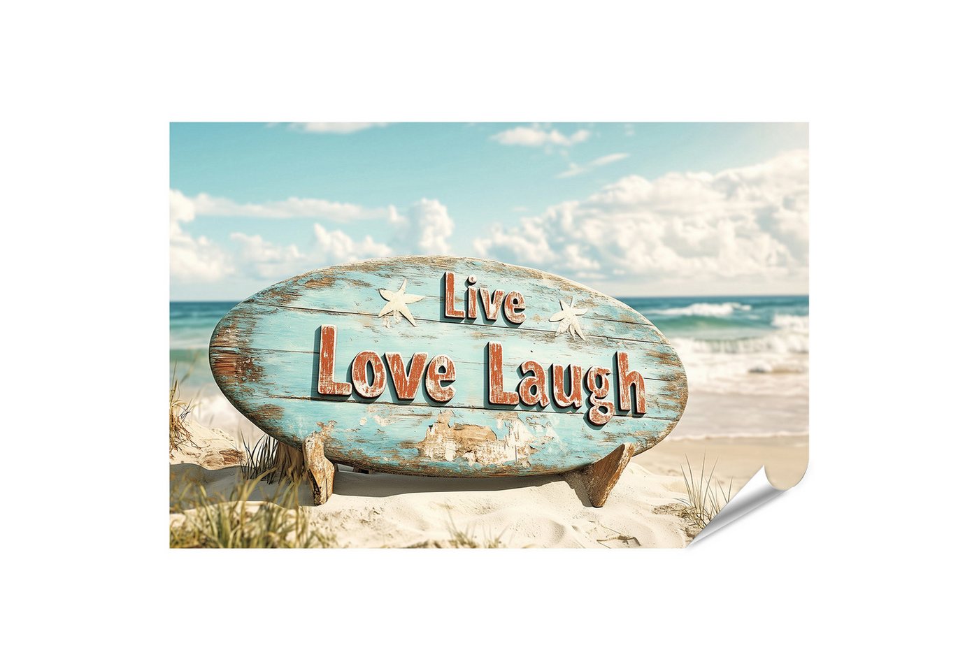 islandburner Poster Leben Lieben Lachen Schild am Strand islandburner Poster Leben Lieben Lachen Schild am Strand von islandburner