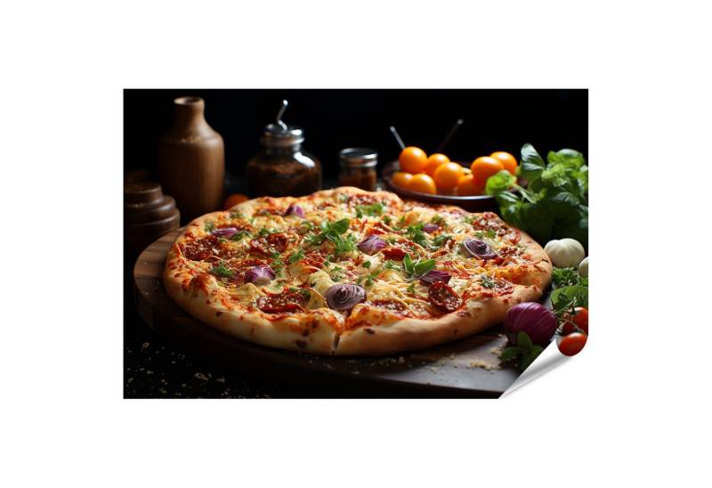 islandburner Poster Lecker Käsig Italienisch Pizza Tisch Fertig Zum Essen Gastro Bilder von islandburner