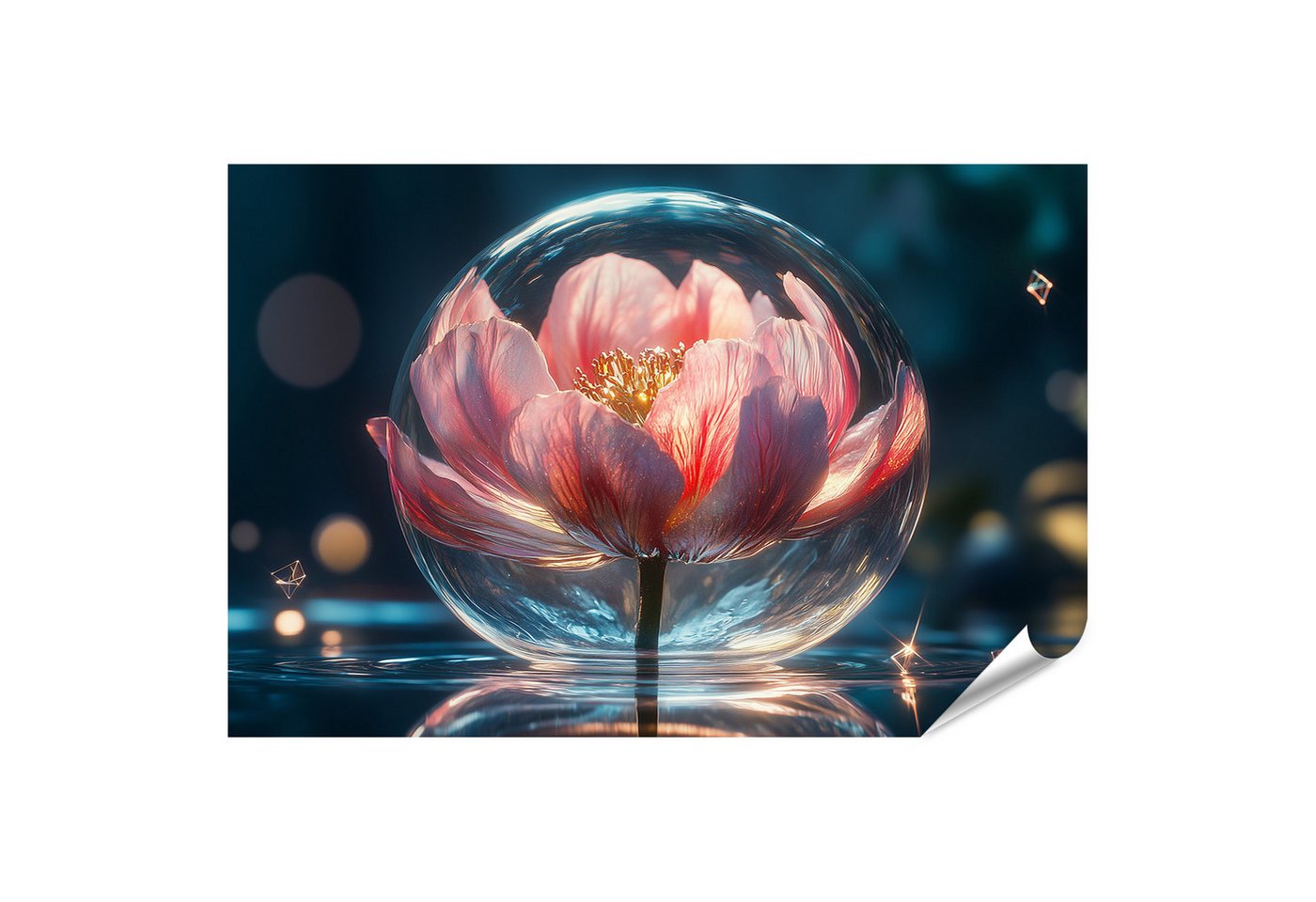 islandburner Poster Leuchtende Blume in gläserner Sphere von islandburner