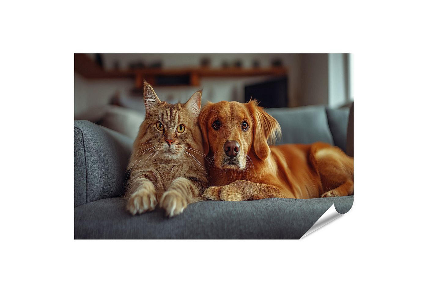 islandburner Poster Liebende Katze und Hund auf Sofa für Tierliebhaber islandburner Poster Liebende Katze und Hund auf Sofa für Tierliebhaber von islandburner