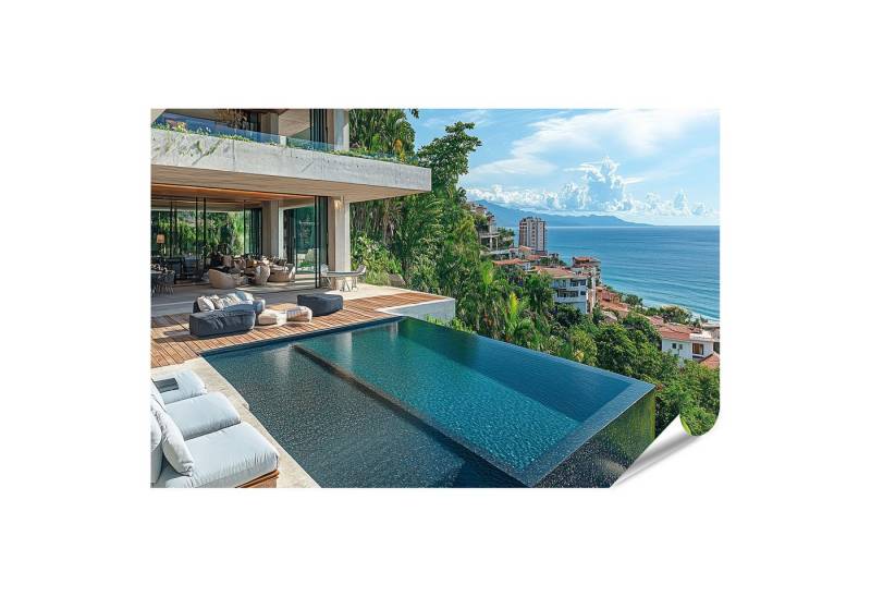 islandburner Poster Luxuriöses Strandhaus mit Infinity Pool und Meerblick Wandbild islandburner Poster Luxuriöses Strandhaus mit Infinity Pool und Meerblick Wandbild von islandburner