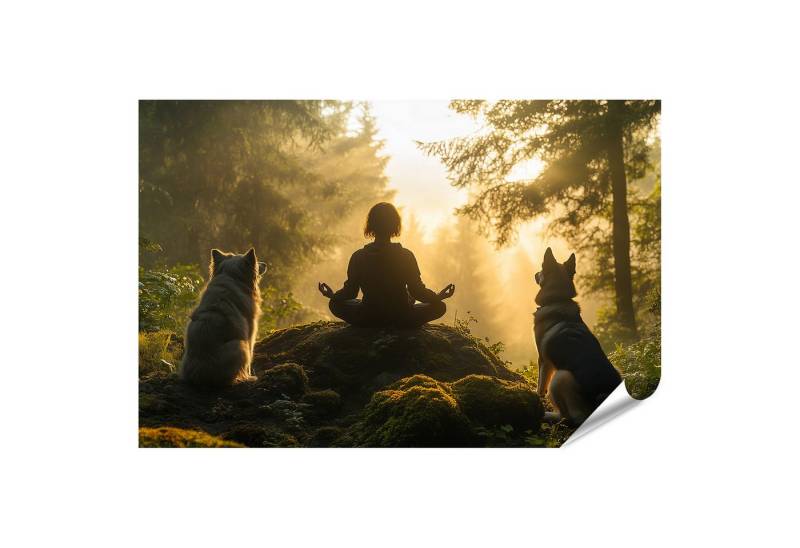 islandburner Poster Morgenmeditation im Wald mit Hunden von islandburner
