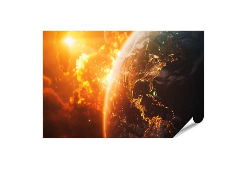 islandburner Poster Nukleare Explosion: Darstellung von Erde und Elementen, Business-Konze von islandburner