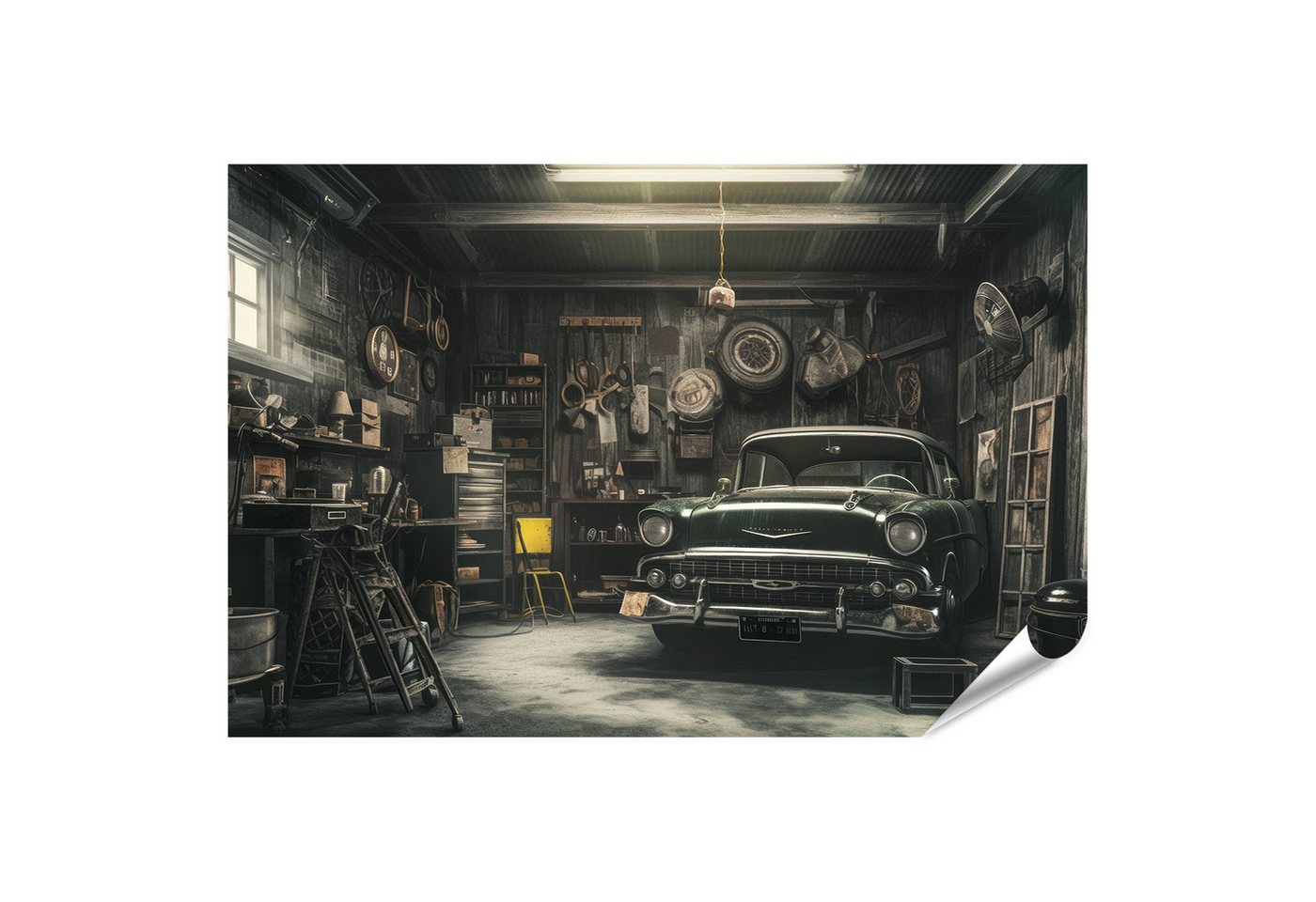 islandburner Poster Oldtimer Werkstatt Charme Im Retro Garage Ambiente Wandbild islandburner Poster Oldtimer Werkstatt Charme Im Retro Garage Ambiente Wandbild von islandburner