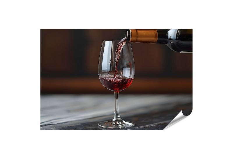 islandburner Poster Rotwein, der elegant aus einer Flasche in ein klares Weinglas flieät W von islandburner