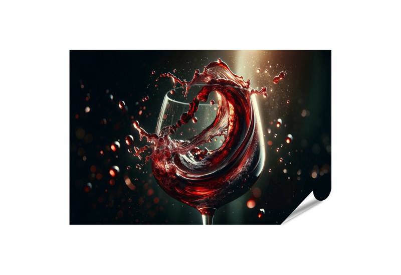 islandburner Poster Rotwein wirbelt in Glas dynamisches Spiel von islandburner