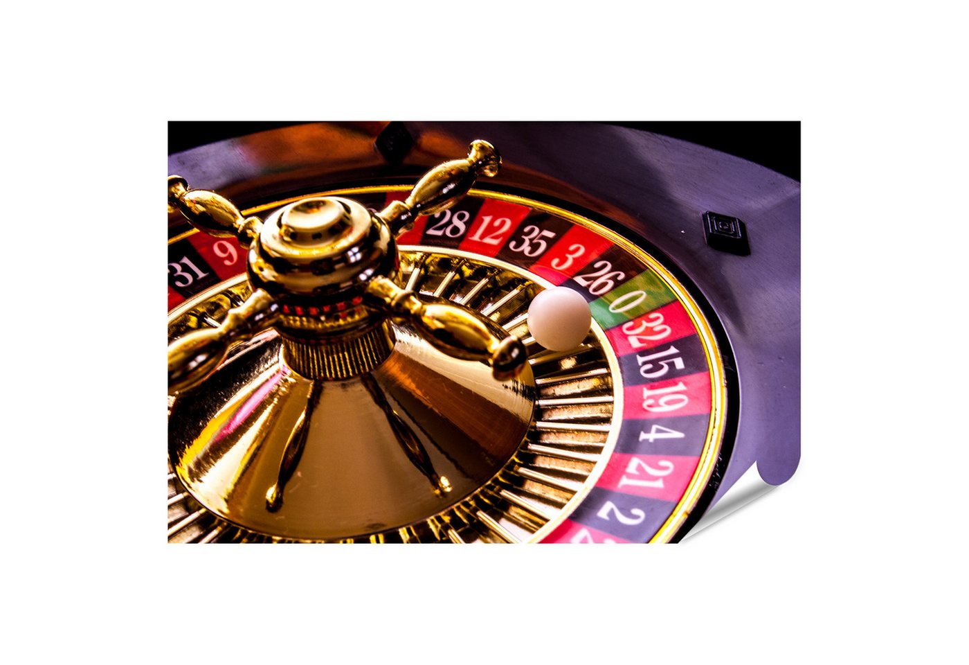 islandburner Poster Roulette Tisch mit goldenen Details und rollender Kugel Wandbild von islandburner