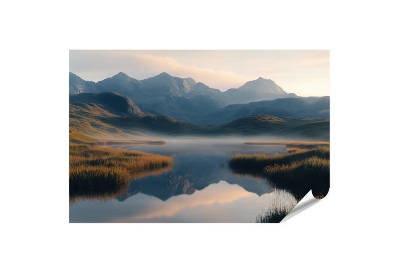 islandburner Poster Ruhige schottische Hochlande bei Morgendämmerung von islandburner