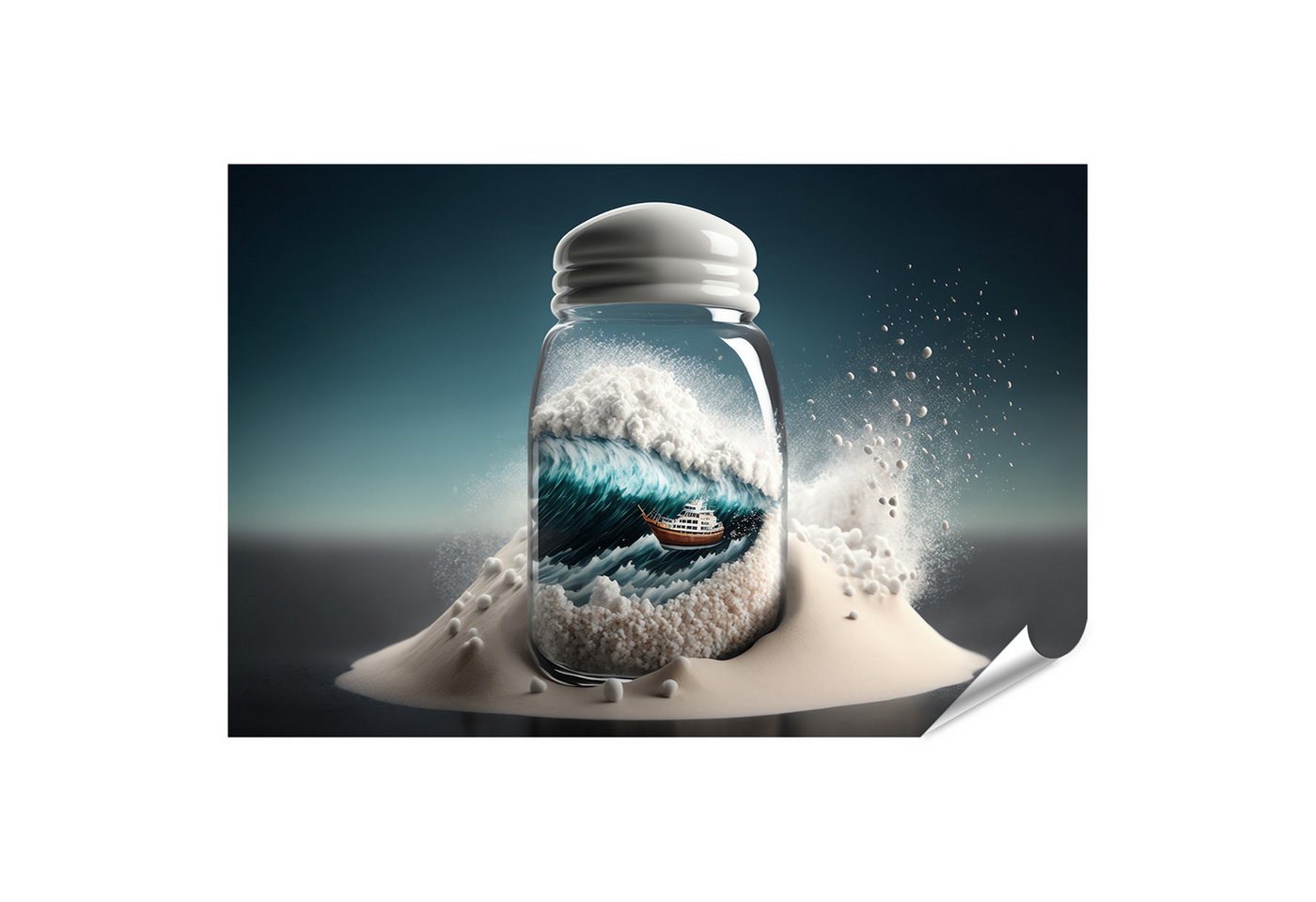 islandburner Poster Salzstreuer Meersalz Meerwelle Im Glas Bilder von islandburner