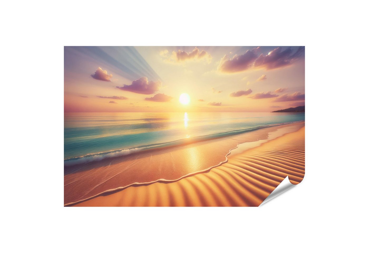 islandburner Poster Sanfter Sonnenuntergang: Weiche Farben umarmen den Strand von islandburner