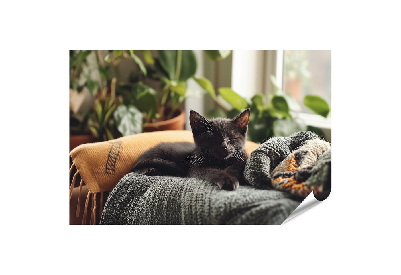 islandburner Poster Schwarze Katze schläft gemütlich auf Sofa islandburner Poster Schwarze Katze schläft gemütlich auf Sofa von islandburner