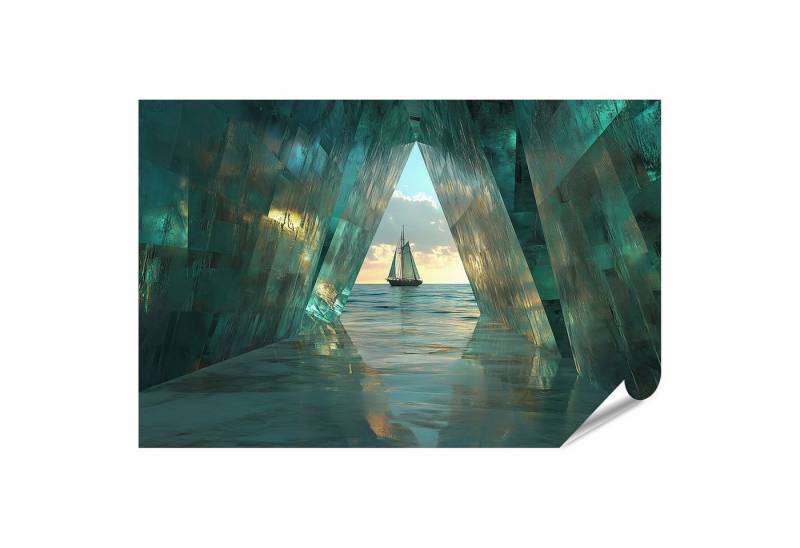islandburner Poster Segelboot durch Eisentor auf dem Meer bei Sonnenuntergang islandburner Poster Segelboot durch Eisentor auf dem Meer bei Sonnenuntergang von islandburner