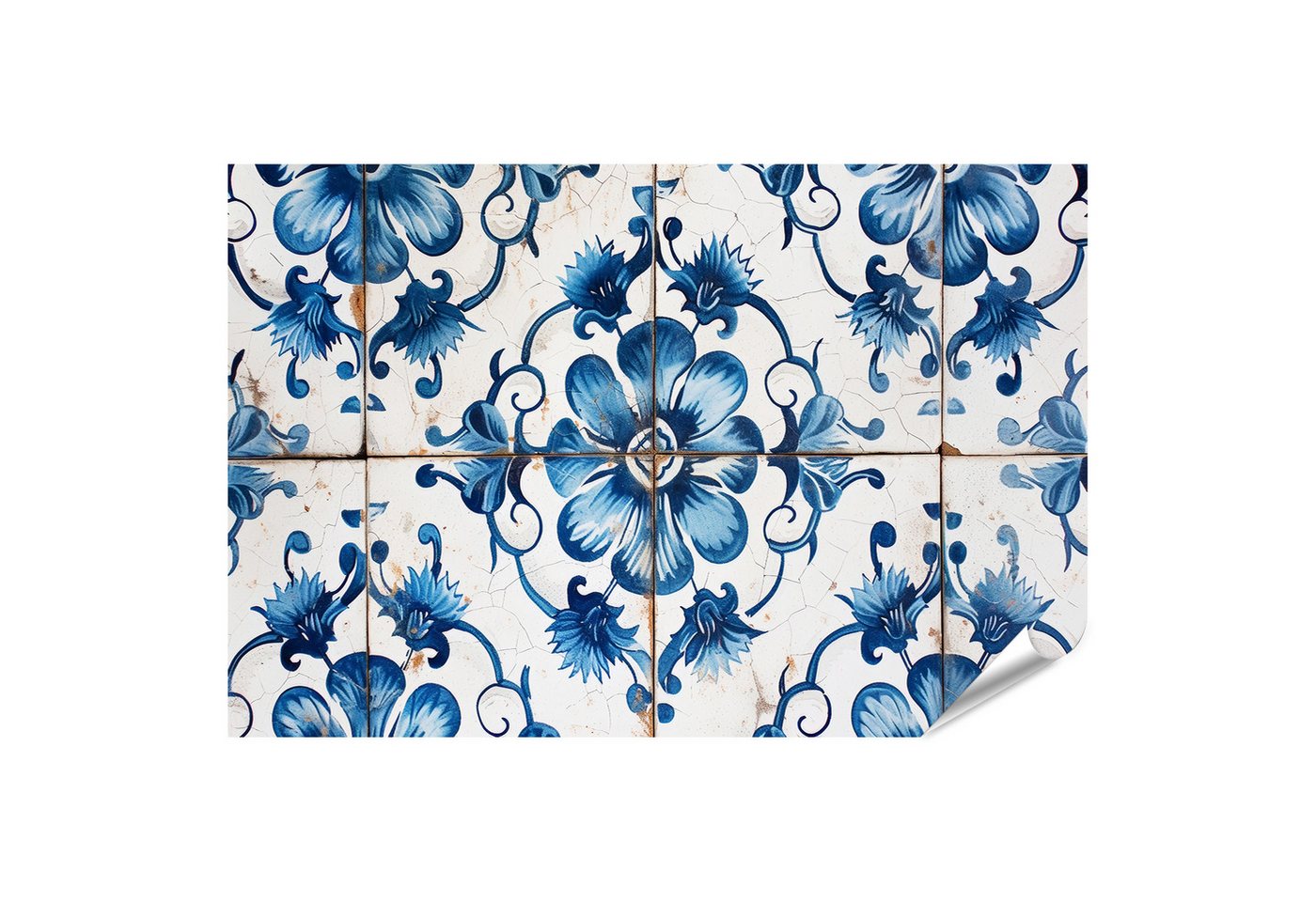 islandburner Poster Traditionelle Vintage-Fliese mit blauem Azulejos Blumenmuster Badezimm islandburner Poster Traditionelle Vintage-Fliese mit blauem Azulejos Blumenmuster Badezimm von islandburner