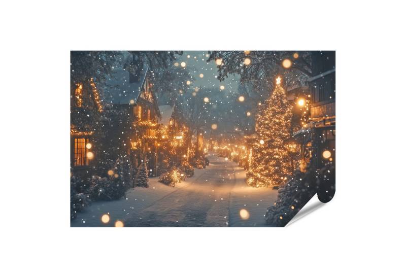 islandburner Poster Verzauberte Winterstraße mit Weihnachtsbeleuchtung von islandburner