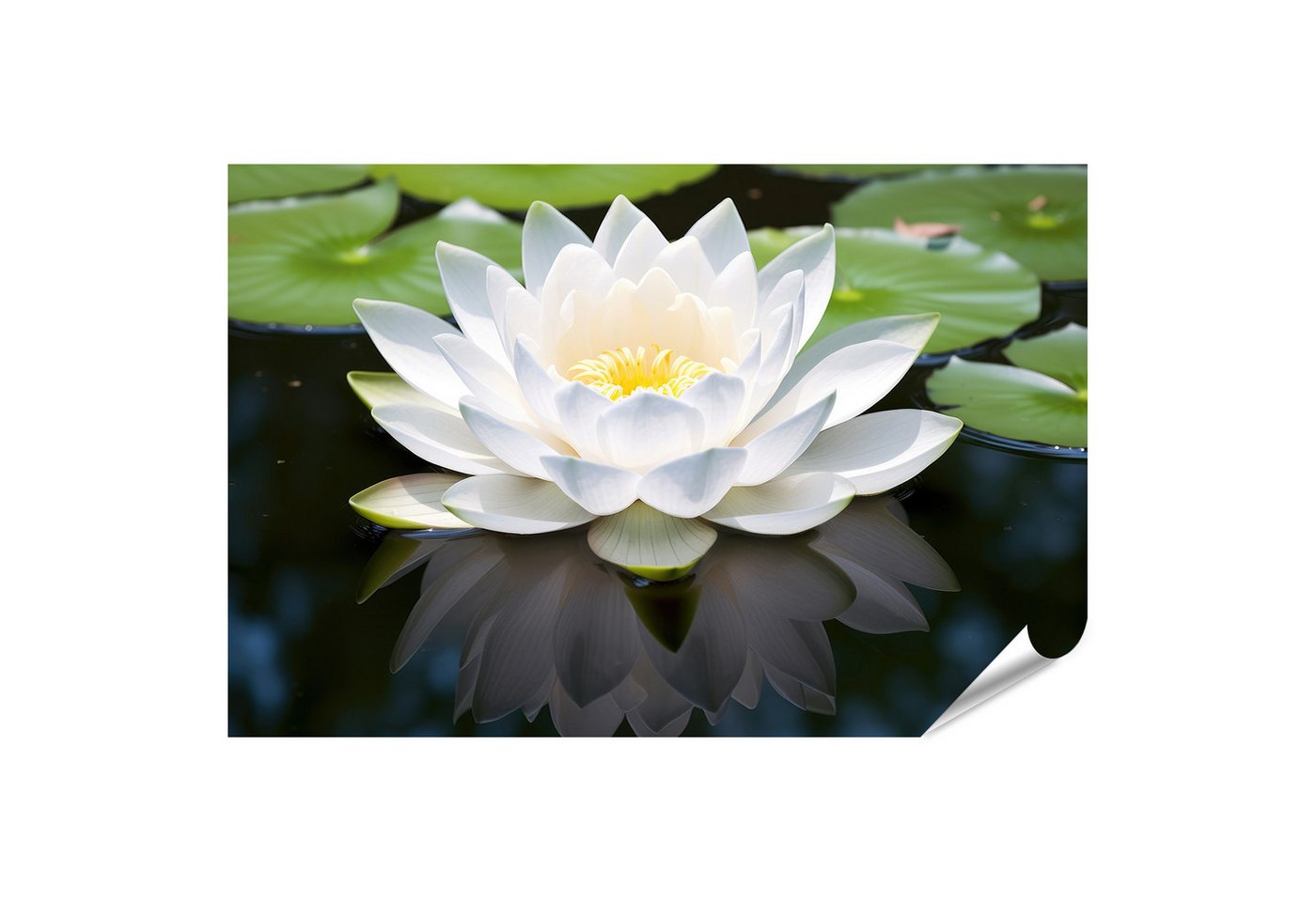 islandburner Poster Weiße Lotusblume öffnet einen ruhigen Teich Bilder von islandburner