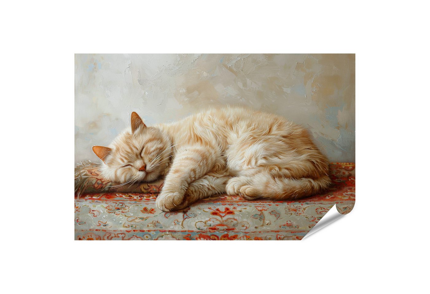 islandburner Poster Weiße Maine Coon Katze mit goldenen Augen ruht auf flauschigem Teppich von islandburner