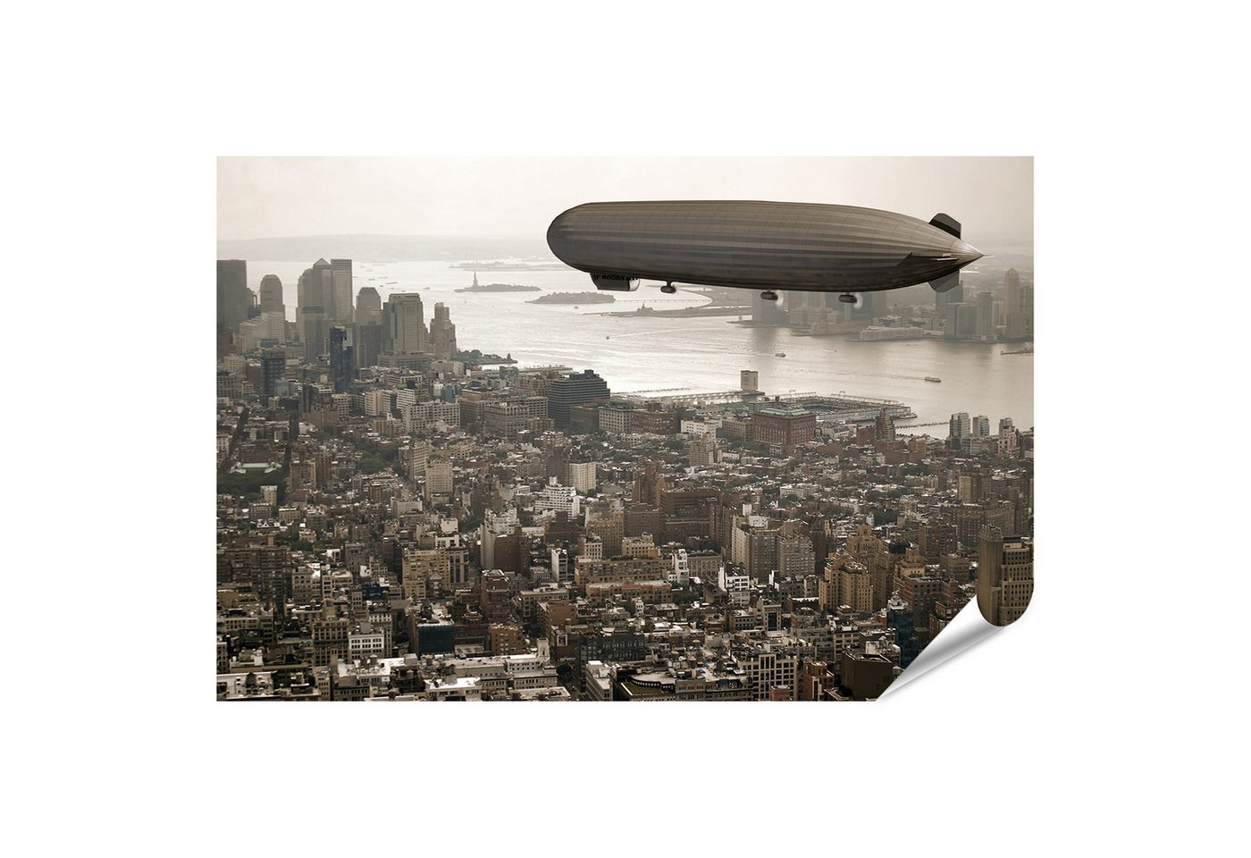 islandburner Poster Zeppelin über Manhattan Vintage Style Bilder von islandburner