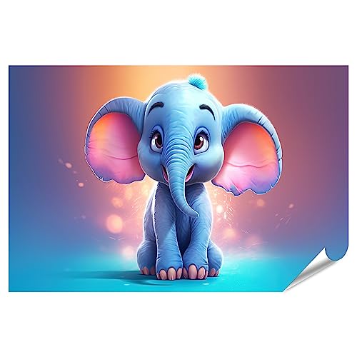 islandburner Prime Bild Poster Niedlichen Kleinen Cartoon Elefant für Kinderzimmer Premium Bilder Fotodruck von islandburner