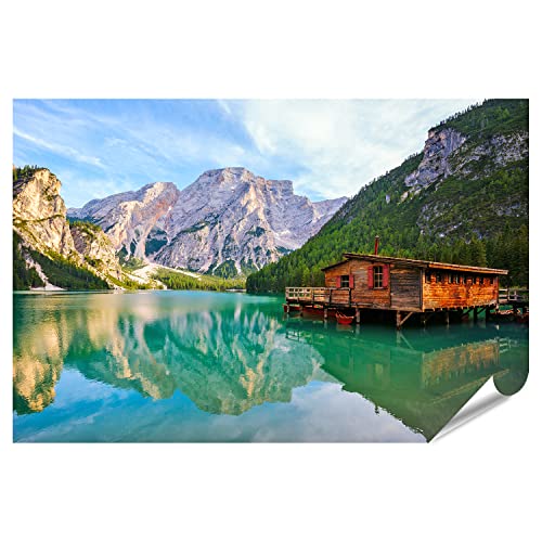 islandburner Prime Bild Poster Prager Wildsee Dolomiten Berge Südtirol Italien Premium Bilder Fotodruck von islandburner