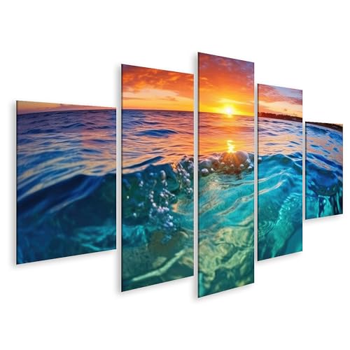 islandburner Prime Bild auf Leinwand Aqua Ozean Spiegelt Atemberaubenden Sonnenuntergang Aqua Ozean Spiegel Bilder Wandbilder Poster von islandburner