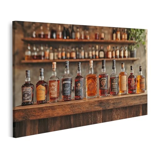 islandburner Prime Bild auf Leinwand Eine Auswahl von Whiskeyflaschen auf hölzerner Theke im Whiskyregal Bilder Wandbilder Poster islandburner Prime Bild auf Leinwand Eine Auswahl von Whiskeyflaschen auf hölzerner Theke im Whiskyregal Bilder Wandbilder Poster von islandburner