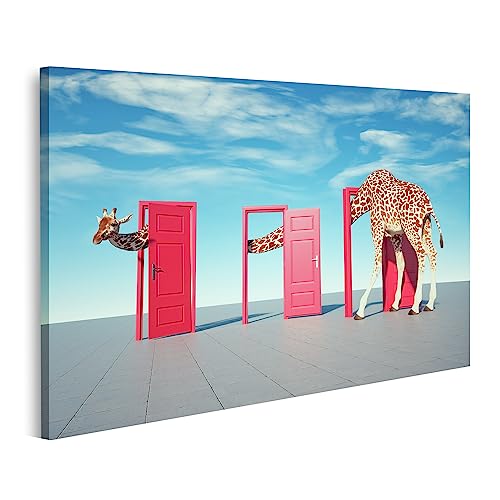 islandburner Prime Bild auf Leinwand Giraffe Betritt Tür Kommt Heraus Andere Möglichkeiten Neugier Konzept Bilder Wandbilder Poster von islandburner