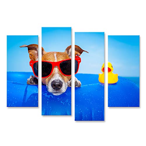 islandburner Prime Bild auf Leinwand Jack Russell Hund auf Einer Matratze im Ozean Wasser am Strand genieße Bilder Wandbilder Poster von islandburner