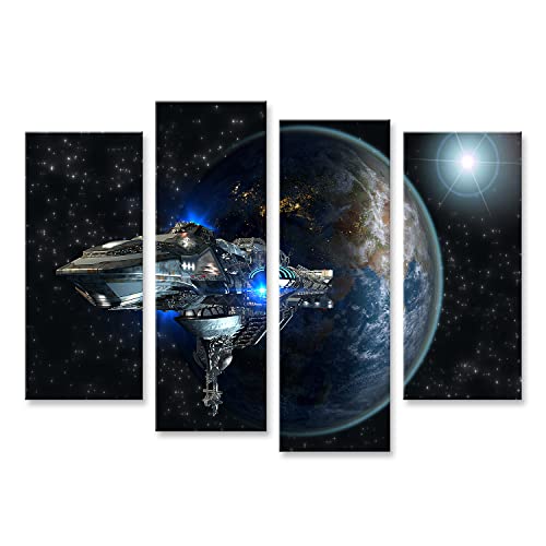 islandburner Prime Bild auf Leinwand Raumschiff Flotte Verlässt Erde Als D Konzept Futuristische Interstell Bilder Wandbilder Poster von islandburner