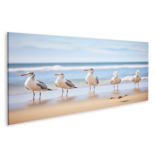 islandburner Prime Bild auf Leinwand Reihe Stehender Möwen Mit Blick Auf Den Ozean Brise Bilder Wandbilder Poster von islandburner