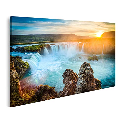 islandburner Prime Bild auf Leinwand Sagenhafte Natur Aufnahme Wasserfall mit Sonnenuntergang Niagara Fälle Wandbild Poster Leinwandbild AY von islandburner