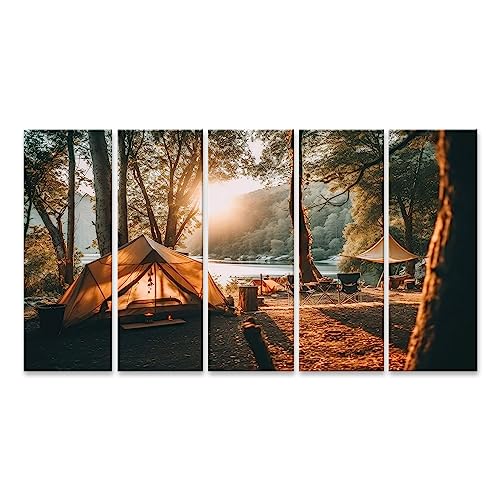 islandburner Prime Bild auf Leinwand Schönen Morgen Landschaft Camping Zelt Sonnenaufgang Wald Bilder Wandbilder Poster von islandburner