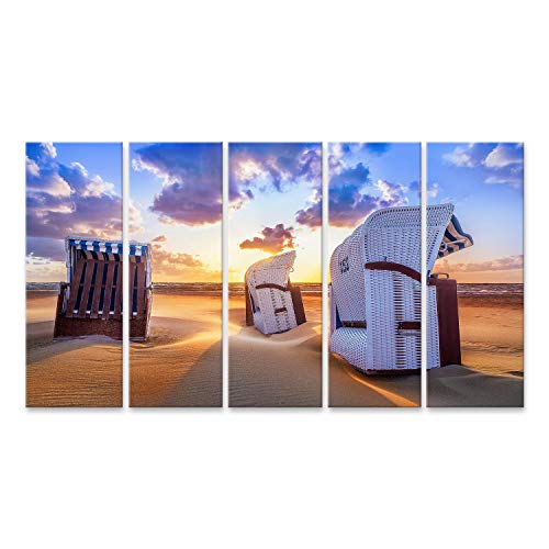 islandburner Prime Bild auf Leinwand Strand Sonnenuntergang Ostsee Strandkörbe Bilder Wandbilder Poster von islandburner