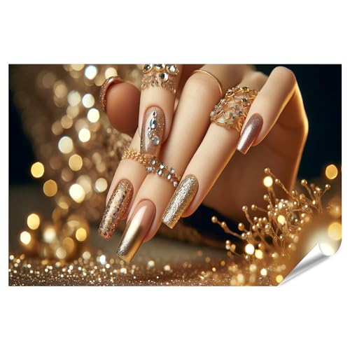 islandburner Prime XXL Bild Poster Glitzernde Goldpracht Maniküre mit Juwelen Veredelt Nagelstudio Beauty Nail Salon Premium Bilder Fotodruck islandburner Prime XXL Bild Poster Glitzernde Goldpracht Maniküre mit Juwelen Veredelt Nagelstudio Beauty Nail Salon Premium Bilder Fotodruck von islandburner