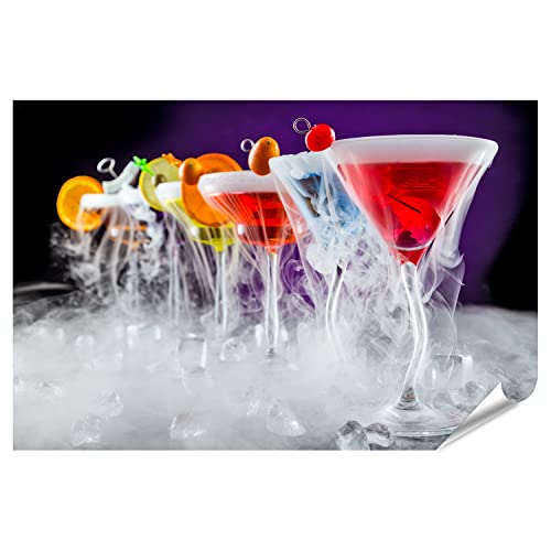 islandburner Prime XXL Bild Poster Martini Drinks Rauch Effekt Trockeneis An Einer Bar Theke Dunkler Hint Premium Bilder Fotodruck von islandburner