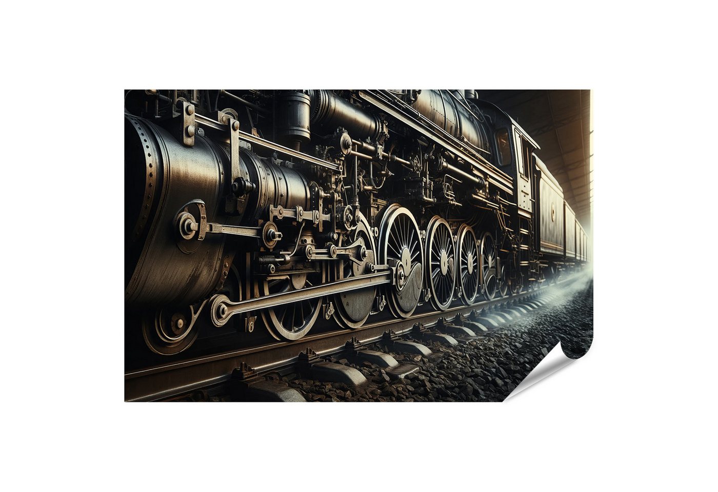 islandburner Wandbild Detailansicht Der Räder Und Mechanik Einer Alten Dampflokomotive von islandburner