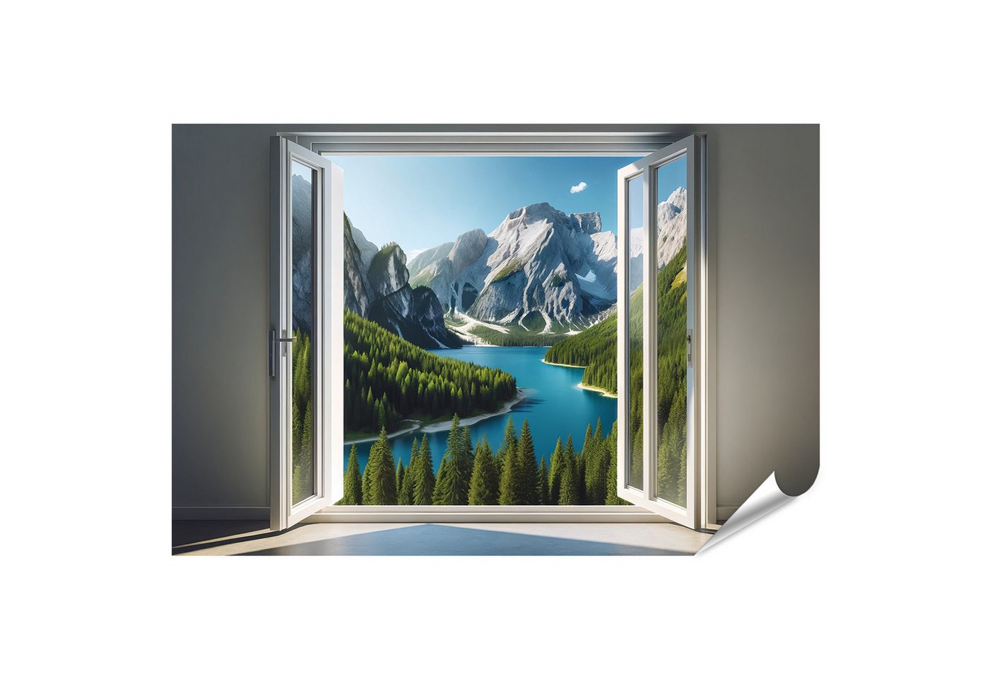 islandburner Wandbild Poster Blick durch ein Fenster auf eine Berglandschaft islandburner Wandbild Poster Blick durch ein Fenster auf eine Berglandschaft von islandburner