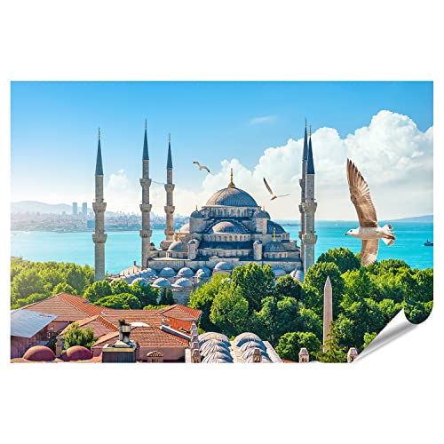 islandburner XXL Bild Poster Blaue Moschee Am Bosporus Istanbul Türkei Premium Bilder Fotodruck von islandburner