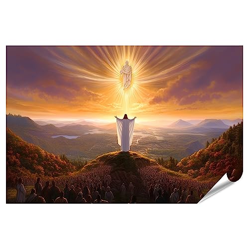 islandburner XXL Bild Poster Jesus Stehend Auf Hügel Betend zu Gott Glaube Religion Premium Bilder Fotodruck JCIL-PGR von islandburner