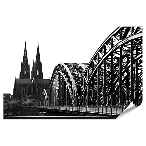 islandburner XXL Bild Poster Kölner Dom Köln Brücke Kathedrale Schwarz Weiß Premium Bilder Fotodruck ILSJ-PKL von islandburner