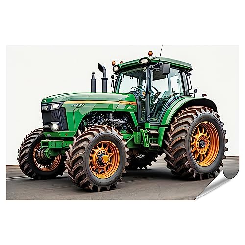 islandburner XXL Bild Poster Moderner Traktor Grüne Weiß passend für John Deere Premium Bilder Fotodruck JCRY-PKL von islandburner