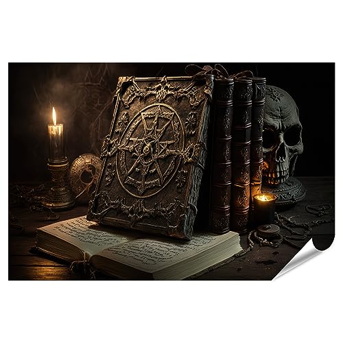 islandburner XXL Bild Poster Necronomicon Buch Dramatisches Buch Tot Hexerei Darstellung Berüchtigtes Buch Ne Premium Bilder Fotodruck JDBH-PGR von islandburner