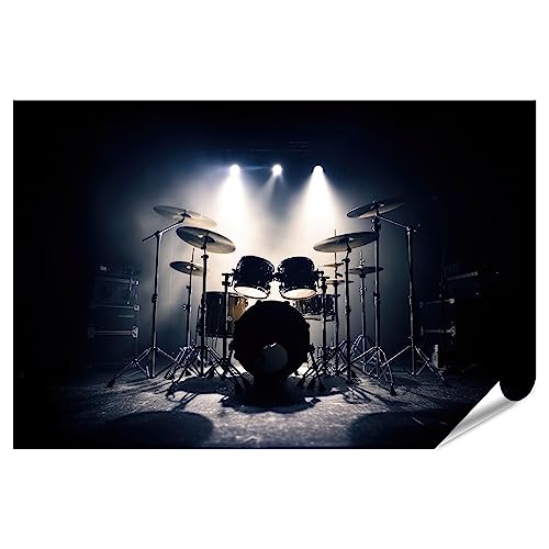 islandburner XXL Bild Poster Schlagzeug Drum Set Stage Band Spot Lighting Spotlight Kinderzimmer Premium Bilder Fotodruck JBYU-PKL von islandburner