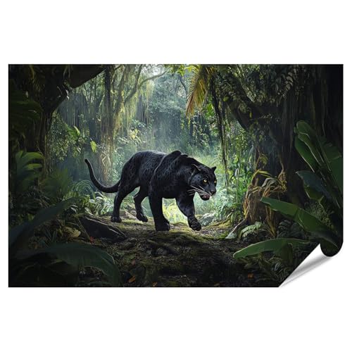 islandburner XXL Bild Poster Schwarzer Panther im nebligen Dschungel für Wohnzimmer Tierliebhaber Kunstgalerie Premium Bilder Fotodruck islandburner XXL Bild Poster Schwarzer Panther im nebligen Dschungel für Wohnzimmer Tierliebhaber Kunstgalerie Premium Bilder Fotodruck von islandburner