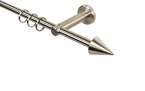 Edelstahl Gardinenstange 12 mm mit Endstück Kegel, 280 cm (2 x 140 cm) von iso-design