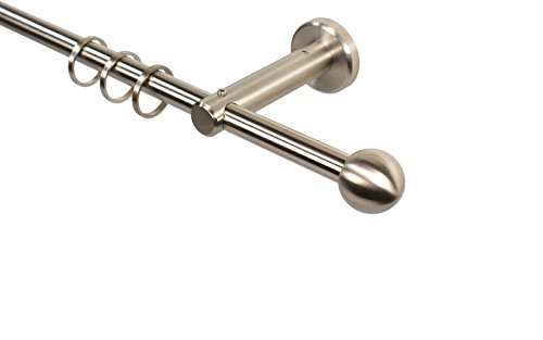Edelstahl Gardinenstange 12 mm mit Endstück Kugel, 140 cm von iso-design