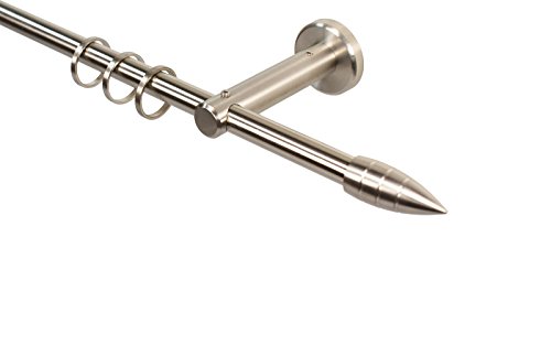 Edelstahl Gardinenstange 12 mm mit Endstück spitze Patrone, 540 cm (3 x 180 cm) von iso-design