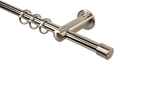 Edelstahl Gardinenstange 16 mm mit Endstück Kappe, 200 cm von iso-design