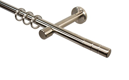 Edelstahl Vorhangstangen 16 mm mit Endstück Jolly, 240 cm (2 x 120 cm) von iso-design