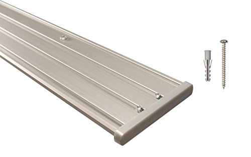 Gardinenschienen 4 läufig aus Aluminium in alu Silber - vorgebohrt, 220 cm (2 x 110 cm) von iso-design